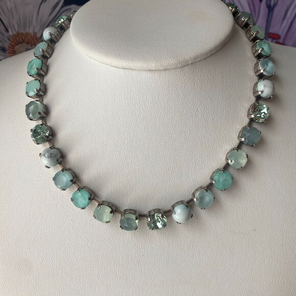 Mariana Aqua Blue Green Howlite Crystal Necklace Silver Plated 17" NWT icy boho - Picture 3 of 10